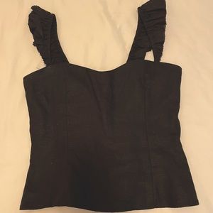 Reformation linen black tank top with ruffle straps - size 2